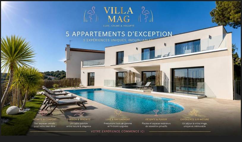 Appartement de vacances pour 2 personnes, avec Balcon et Terrasse ainsi que Jardin et Piscine