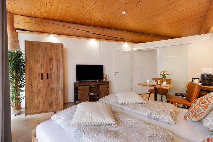 Hel lägenhet, Apartment '-4-die Vier, Studio 25qm' with Private Terrace, Shared Garden and Wi-Fi in Rosenfeld, Neckar-Alb