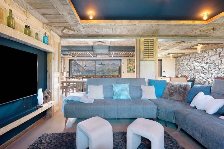 Ferienwohnung "Lodge Six de Savoie" mit Bergblick, privater Terrasse und Sauna in La Toussuire, Fontcouverte-la-Toussuire