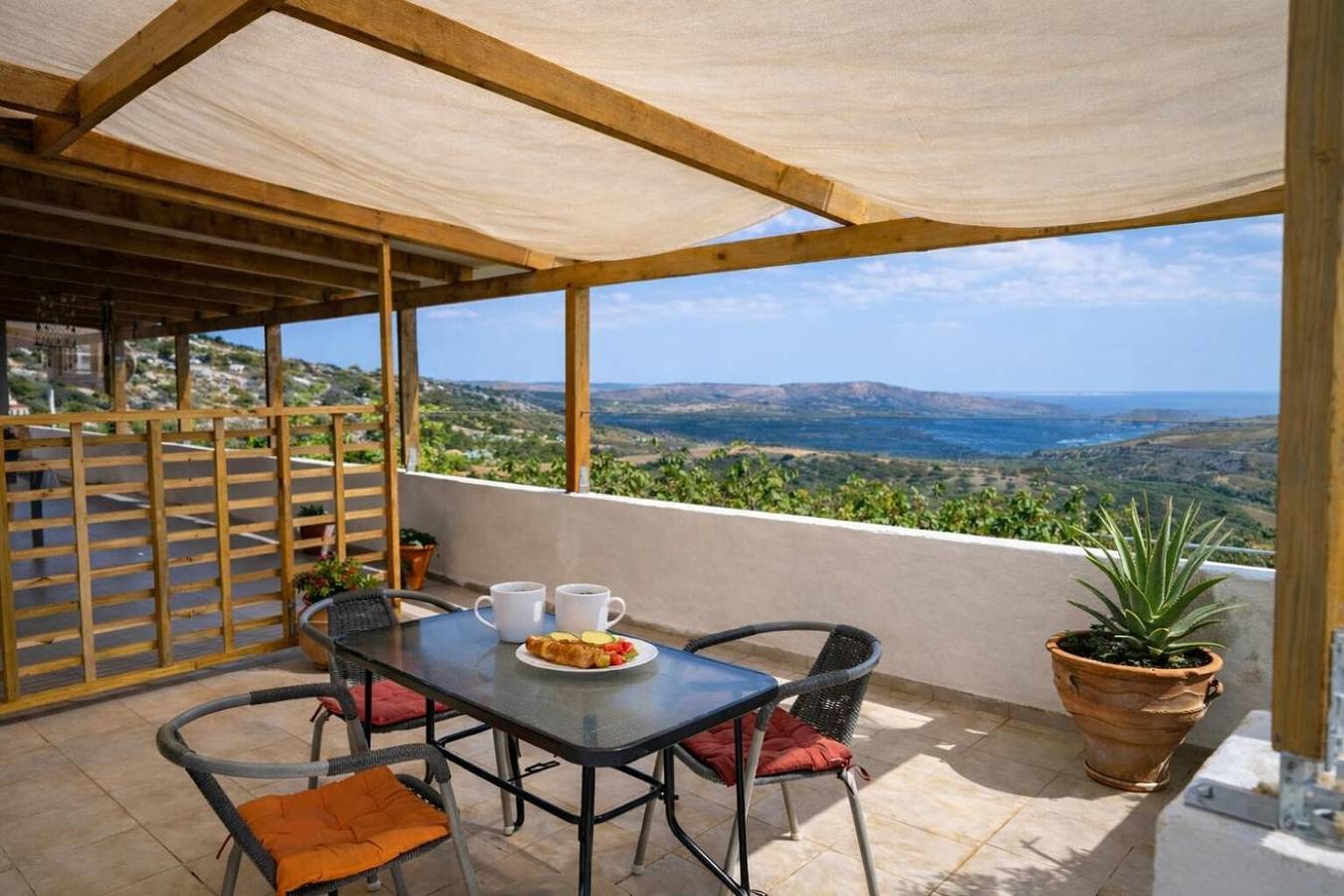 Ökologisches Ferienhaus 'Lydia Guest House - Sea' mit Meerblick, privater Terrasse und Wlan in Vai Strand, Lasithi