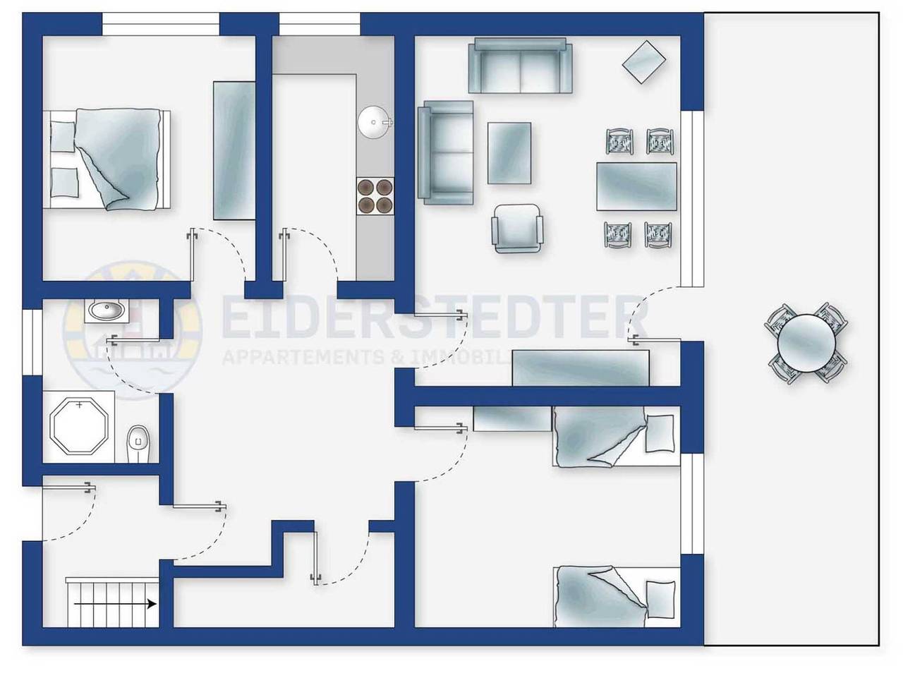 Ganze Ferienwohnung, Wohnung Eg 2 (Id 251) - Wohnung Seepferdchen (Id 251) in St. Peter-Bad, St. Peter-Ording