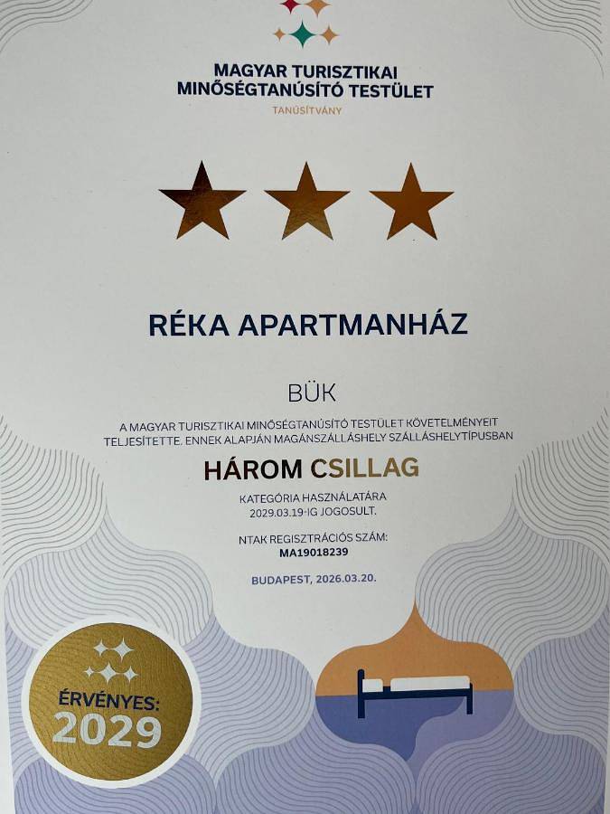 Ganze Wohnung, Réka Apartmanház in Bük, Komitat Eisenburg