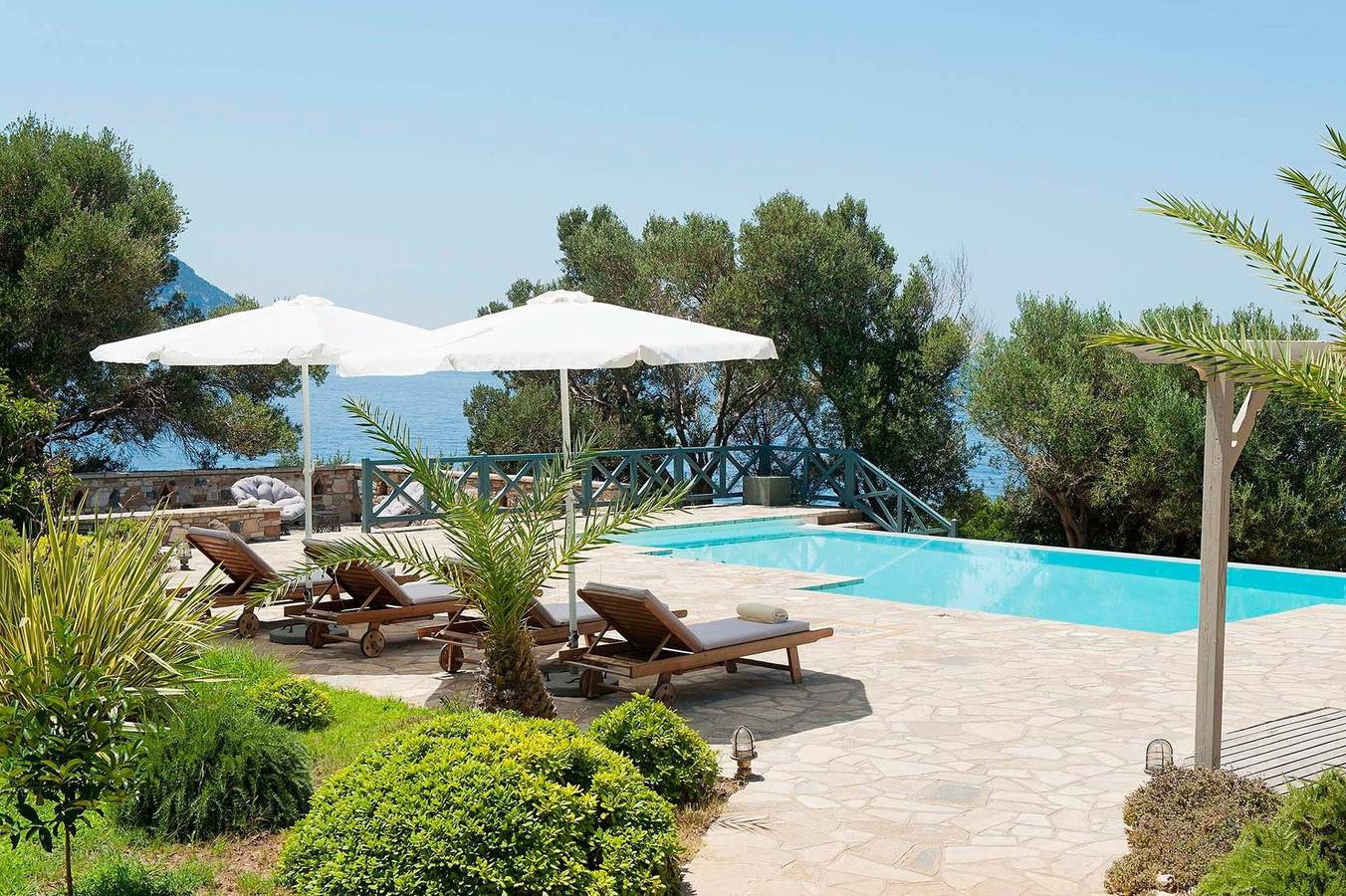 Dazzling Samos Villa | Villa Mafalda | 3 Villa Complex | 10 Bedrooms | Beach Front | Breathtaking Sea Views | Spacious Furnished Sun Terrace | Private Outdoor Pool | Bbq Facilities | Shaded Outdoor Dining Area | Private Garden | Karlovasi in Samos