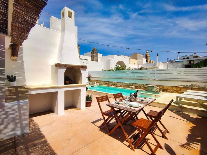 Maison de vacances pour 6 personnes, avec piscine ainsi que jardin et vue, animaux acceptés à Tricase