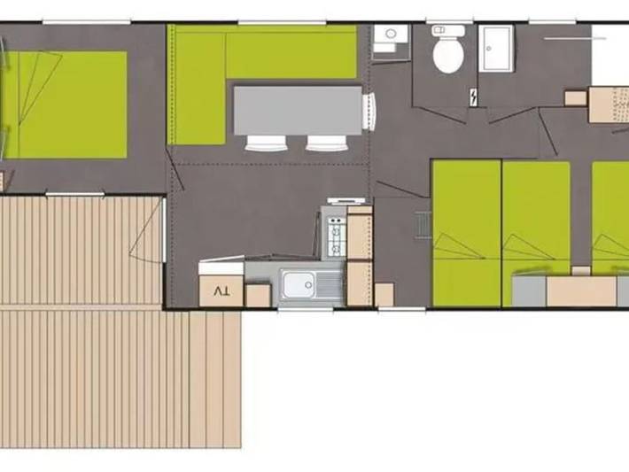 Mobil home pour 6 personnes, avec terrasse et piscine dans Sandrans - 4