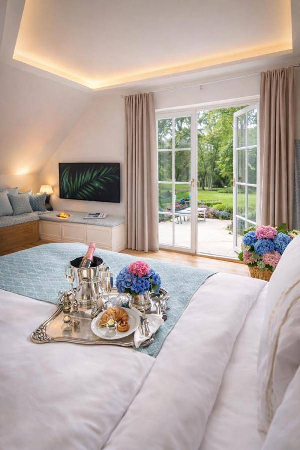 Hotel, mit Terrasse und Garten sowie Sauna und Ausblick