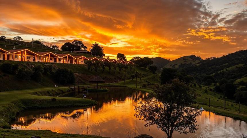 Casas e apartamentos de temporada para 2 pessoas, com vista e jardim e ainda vista para o lago and piscina em Itapeva