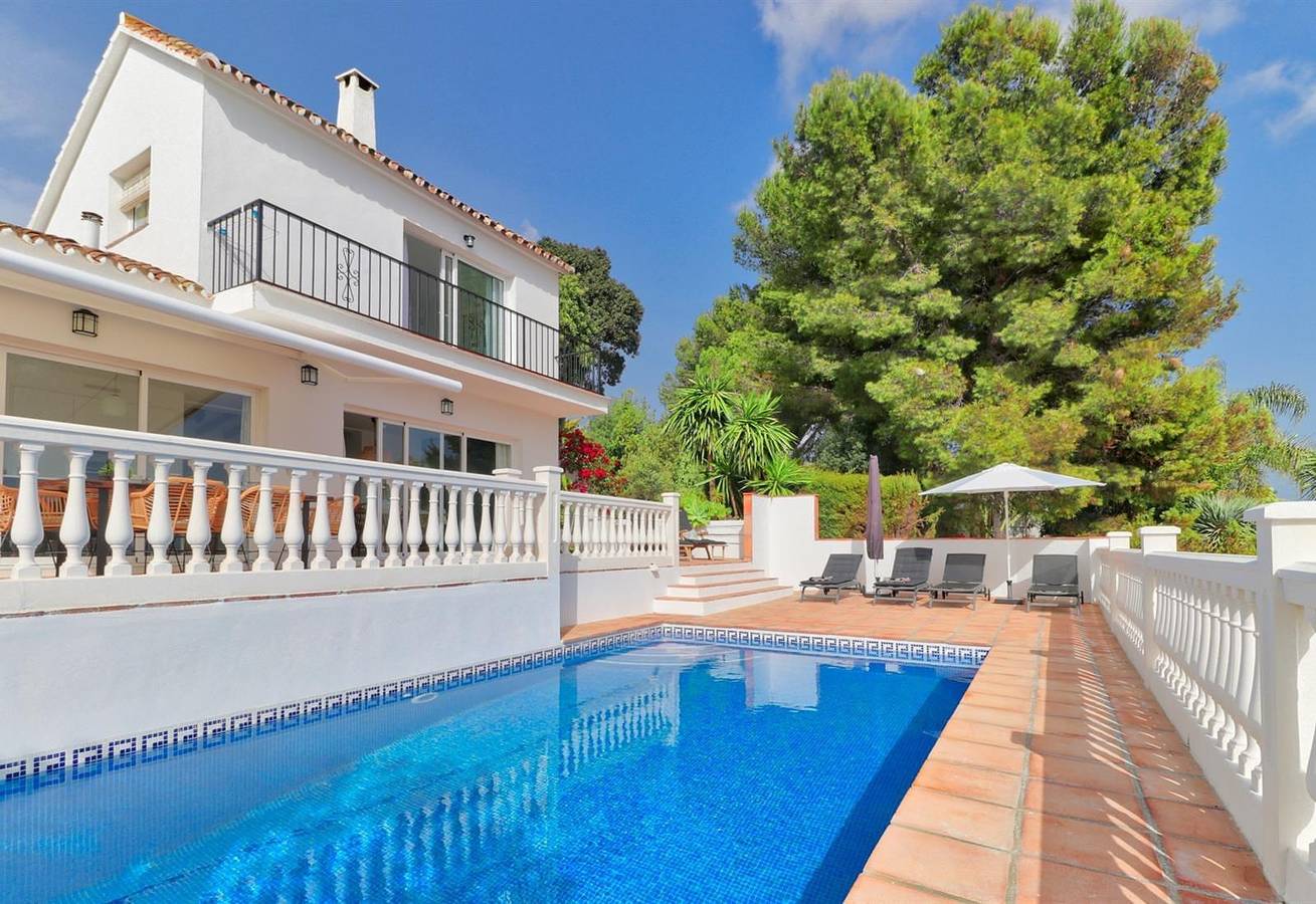 Villa 'Fantastic View' mit Meerblick, Wlan und Klimaanlage in Mijas Costa, Mijas