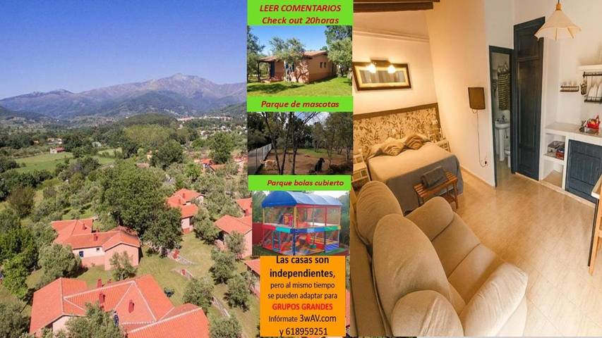 Apartamento para 16 personas, con piscina para niños y piscina además de vistas y jardín en Hervás