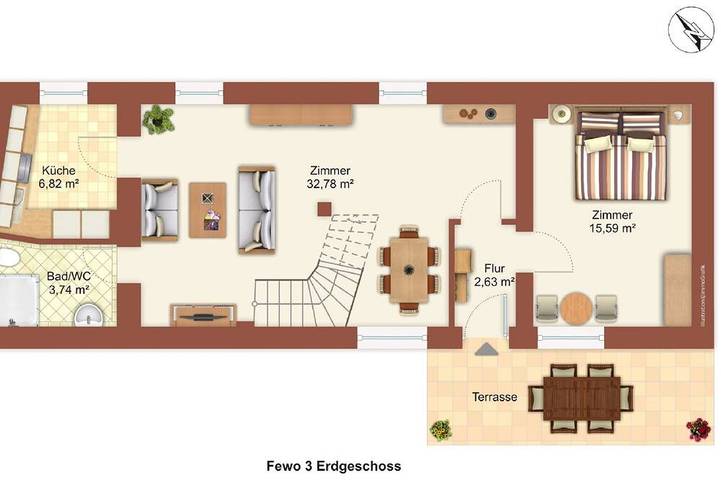 Ferienwohnung für 6 Personen, mit Terrasse in Plön