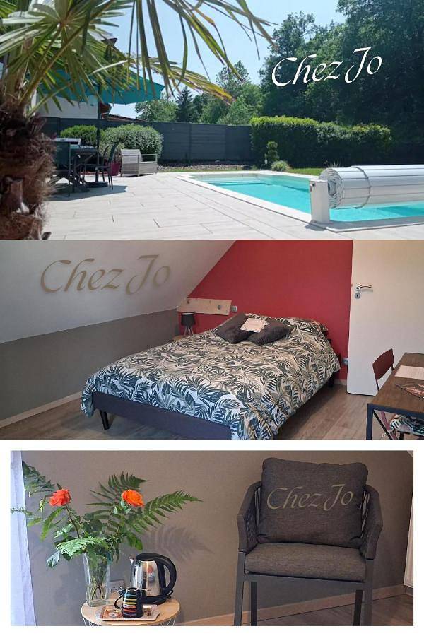 Appartement de vacances pour 2 personnes, avec jardin et terrasse ainsi que piscine et vue