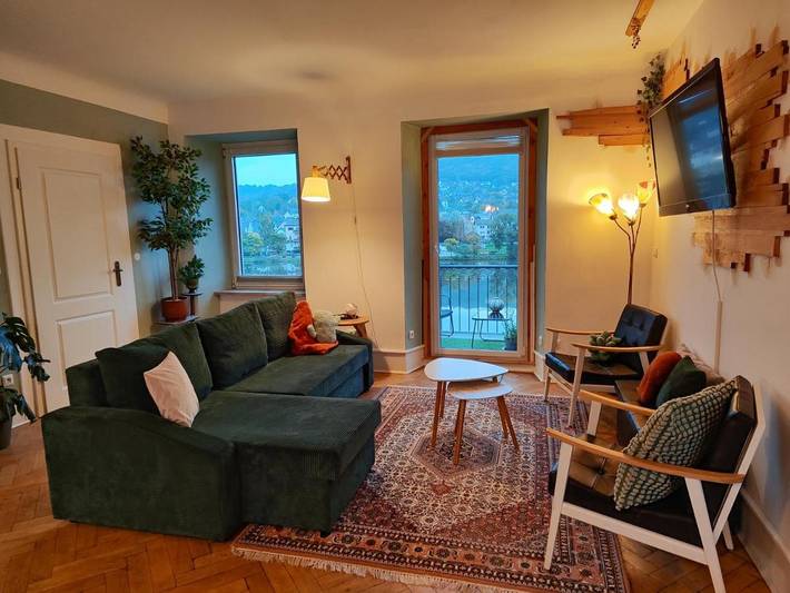 Ferienwohnung für 5 Personen, mit Balkon und Terrasse sowie Garten und Ausblick