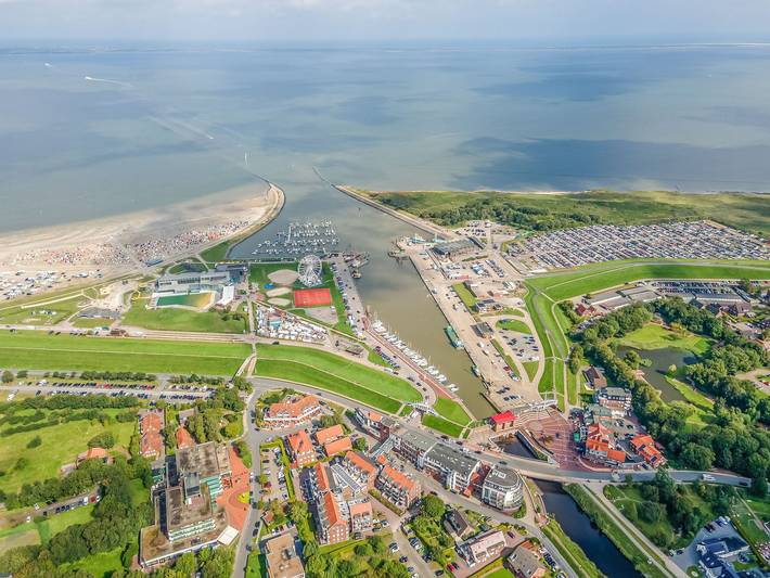 Ferienwohnung für 4 Personen, mit Terrasse und Ausblick in Bensersiel