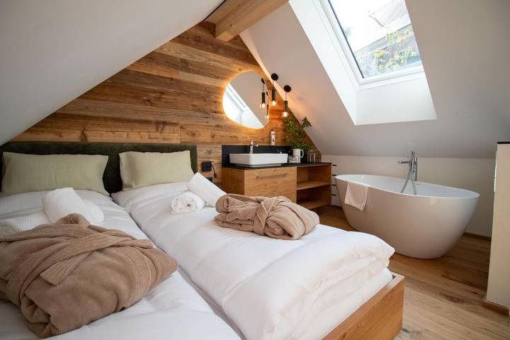 Ferienwohnung für 4 Personen, mit Garten und Ausblick