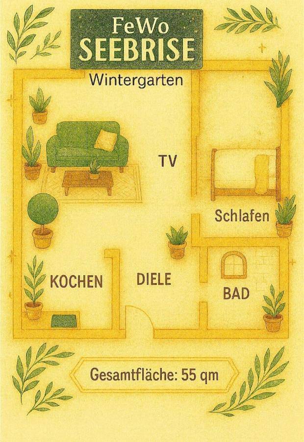 Ferienwohnung für 5 Personen, mit Garten und Ausblick sowie Terrasse am Zwenkauer See - 2