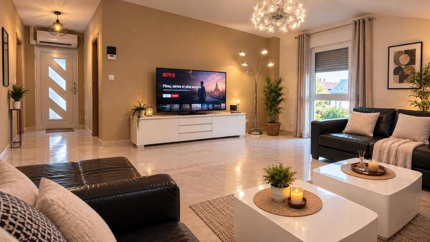 Gîte pour 10 personnes, avec Balcon ainsi que Terrasse et Vue à Wittenheim