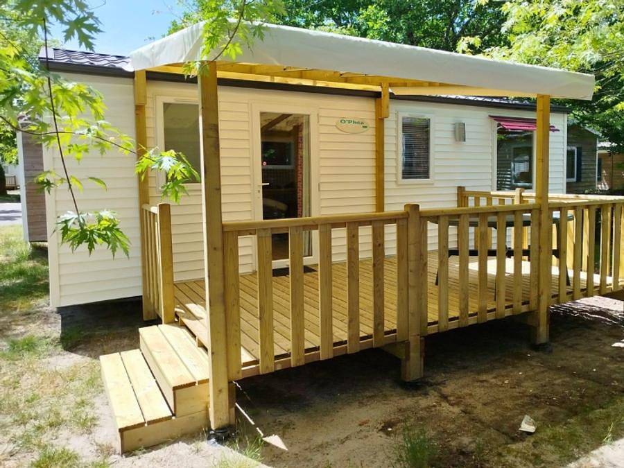 Village Tropical Sen-Yan - Mobilheim 6 personen - Aqua 3 Zimmer 6 Personen Halbüberdachte Terrasse in Mézos, Côte d’Argent