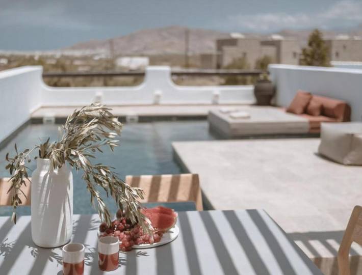 Location de vacances pour 5 personnes, avec vue sur l’océan et terrasse dans Agia Anna