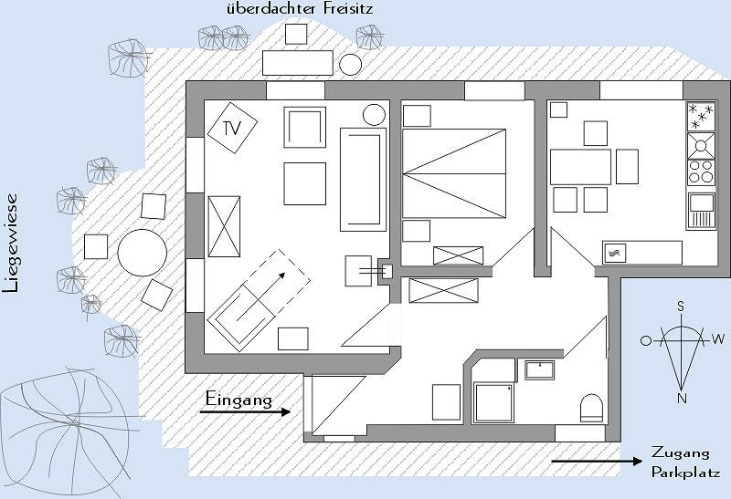 Ganze Ferienwohnung, Ferienwohnung Weiß-Blau - Ferienwohnung mit Bauerngarten und sep. Schlafzimmer, 50qm in Prien, Prien am Chiemsee