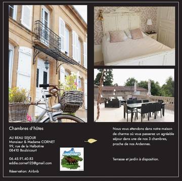Chambre d’hôte pour 3 personnes, avec terrasse dans les Ardennes