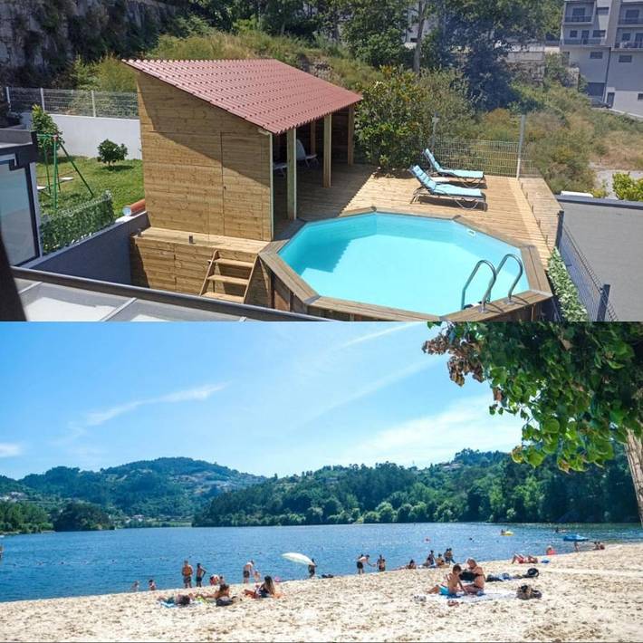 Location de vacances pour 8 personnes, avec vue et piscine ainsi que vue sur le lac et jardin dans Alpendurada