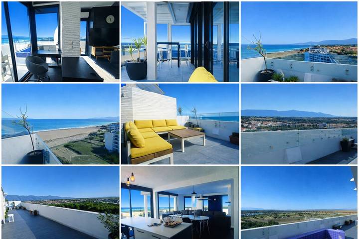 Gîte pour 8 personnes, avec terrasse et piscine, adapté aux familles dans Plage Nord (Saint-Cyprien)