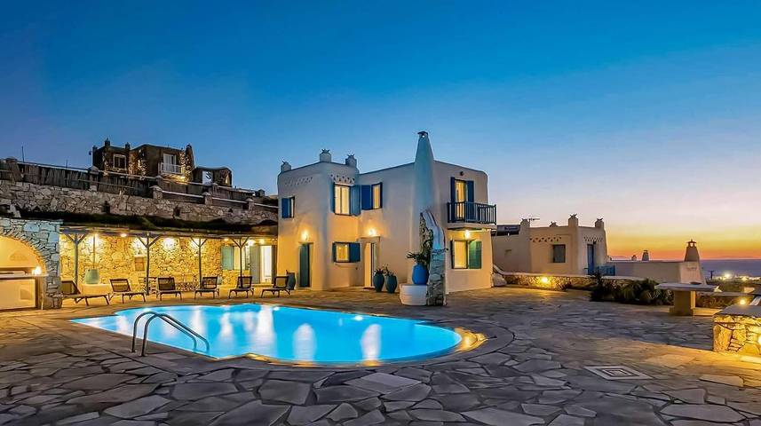 Villa für 6 Personen, mit Garten und Ausblick sowie Pool, mit Haustier auf Mykonos
