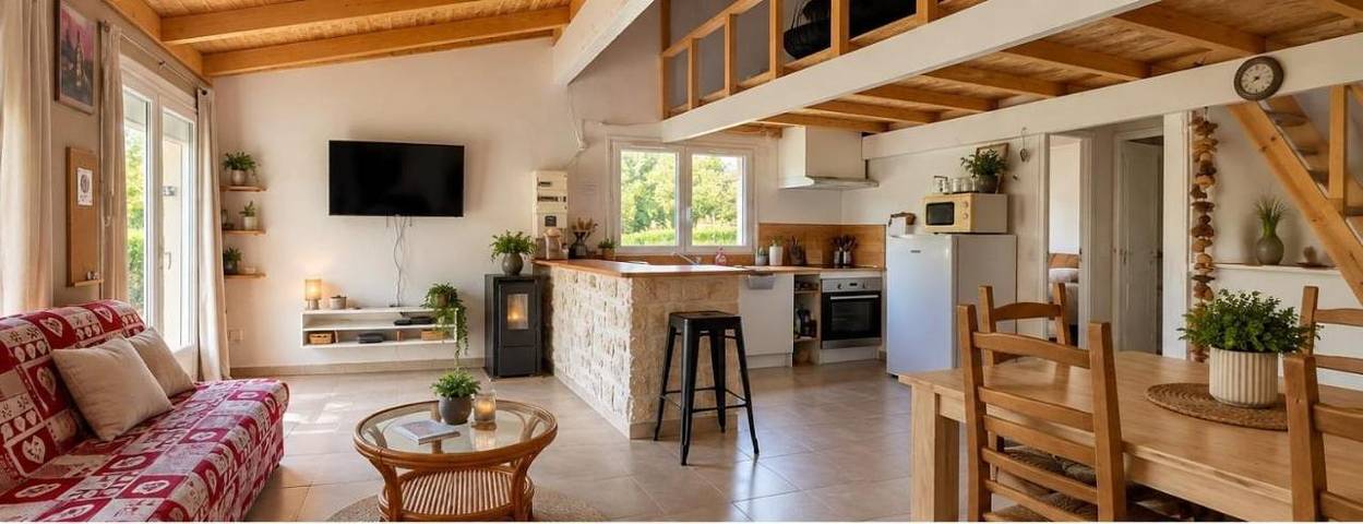 Gîte pour 6 personnes, avec Terrasse ainsi que Jardin et Vue à Labarthète