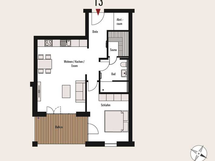 Ferienwohnung für 2 Personen, mit Sauna und Balkon sowie Ausblick in Baabe - 3