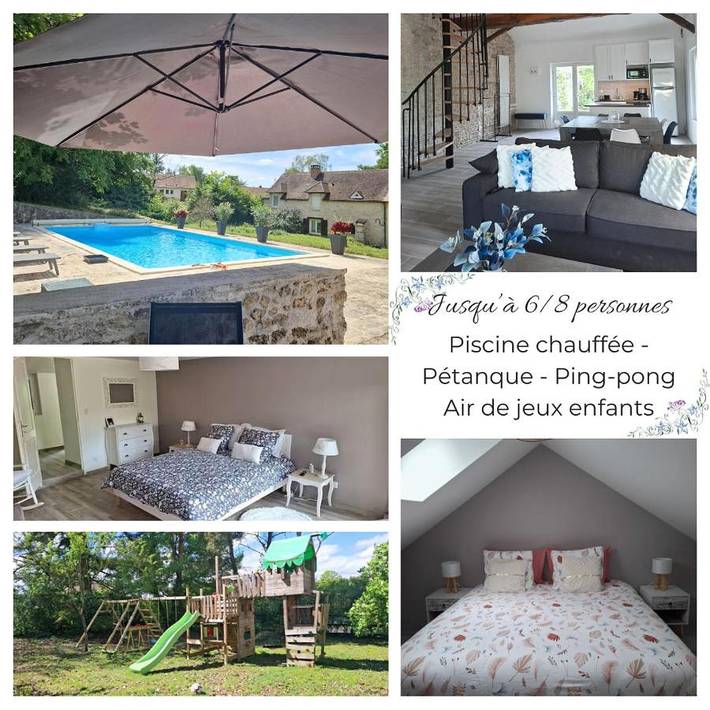 Gîte pour 8 personnes, avec jardin ainsi que terrasse et piscine à Valpuiseaux
