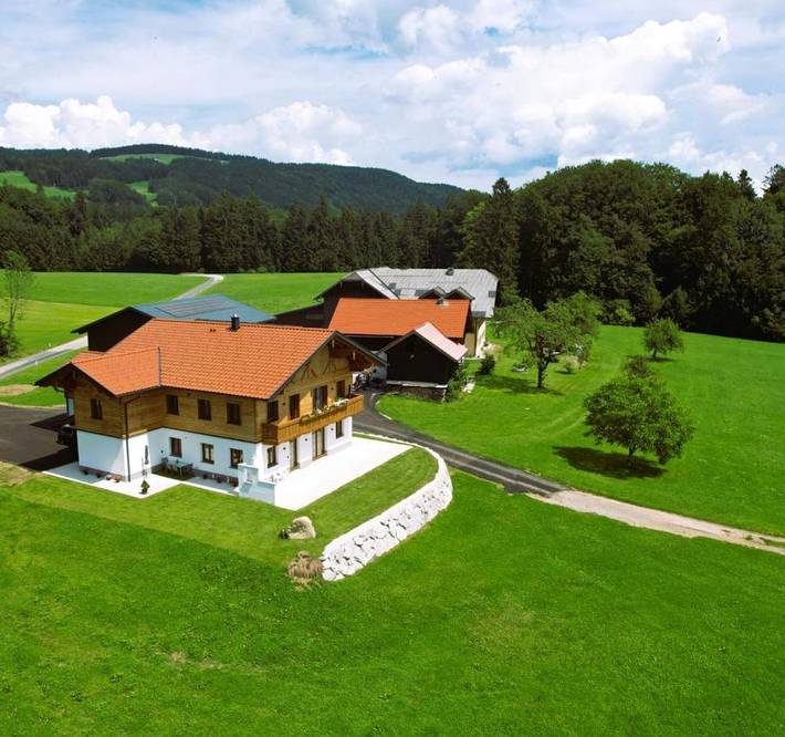 Ferienwohnung für 4 Personen, mit Balkon und Terrasse sowie Garten und Ausblick in Thalgau