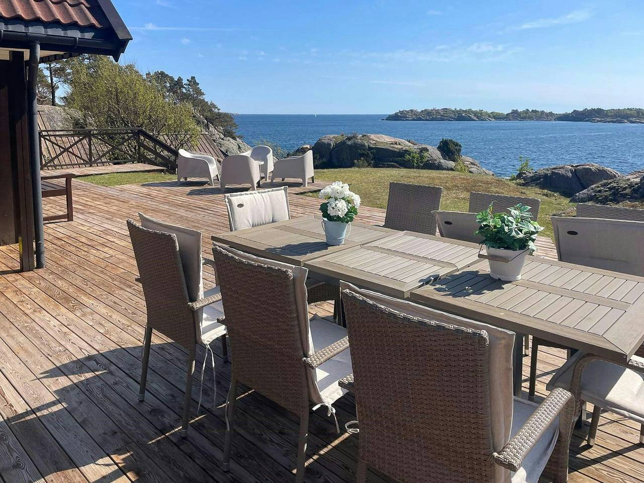 Die Hütte auf Åløya mit Blick auf den Skagerrak in Søgne