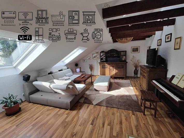 Ferienwohnung für 4 Personen, mit Balkon und Whirlpool sowie Sauna und Ausblick in Saarbrücken