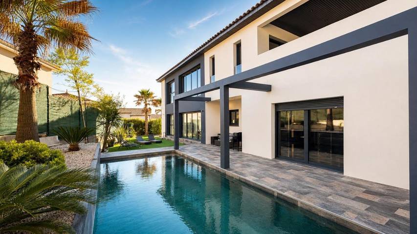 Location de vacances pour 8 personnes, avec sauna et vue ainsi que piscine et jardin, animaux acceptés à Beaulieu (Hérault)