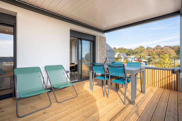 Gîte pour 4 personnes, avec bassin pour enfant et jardin dans Plage Kerleven
