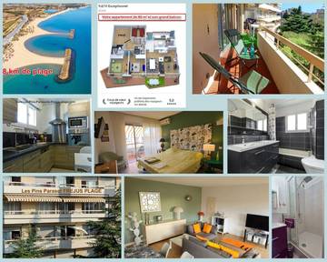 Gîte pour 6 personnes, avec balcon dans Plage Republique Frejus