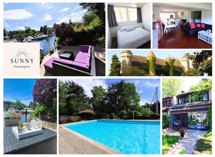 Location de vacances pour 5 personnes, avec terrasse et piscine ainsi que vue sur le lac et vue dans Port Ripaille - 3