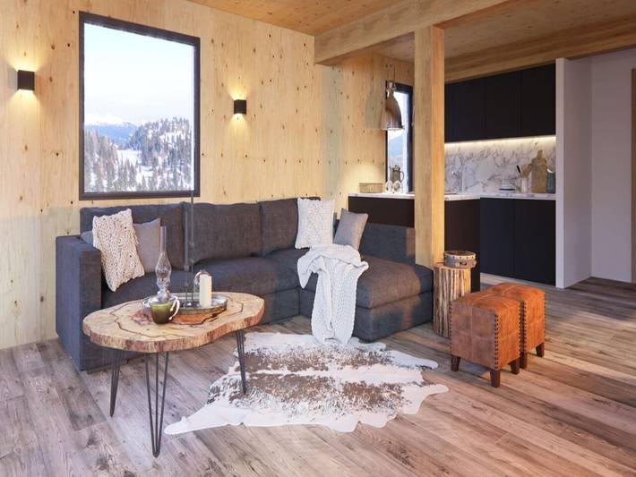 Chalet für 8 Personen, mit Balkon und Whirlpool sowie Sauna