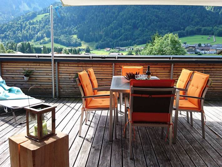 Ferienwohnung für 6 Personen, mit Terrasse und Sauna sowie Ausblick in Au - 3