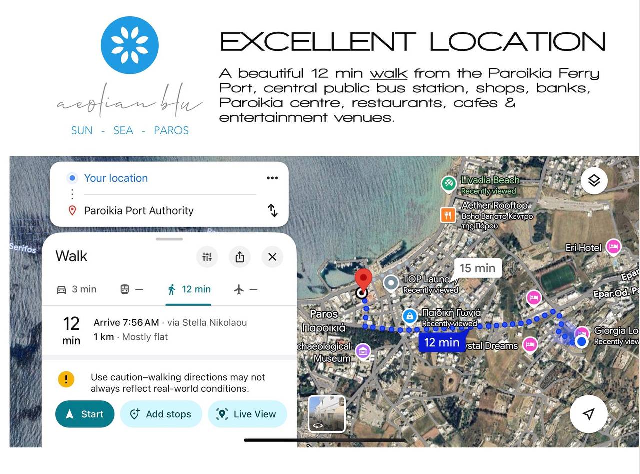 Estudio entero, Estudio 'Aeolian Blu 11' con vistas al mar, Wi-Fi y aire acondicionado in Parikiá, Paros