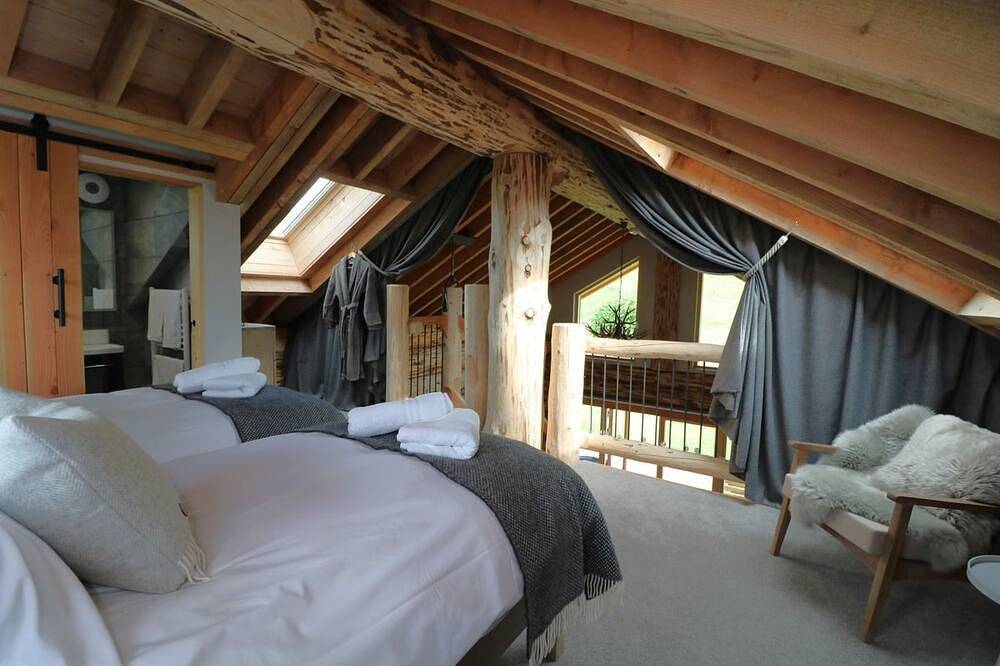 A fairy tale log cabin hand crafted from huge Douglas Fir trees. This rustic luxury cabin has oodles in Melrose, Scottish Borders