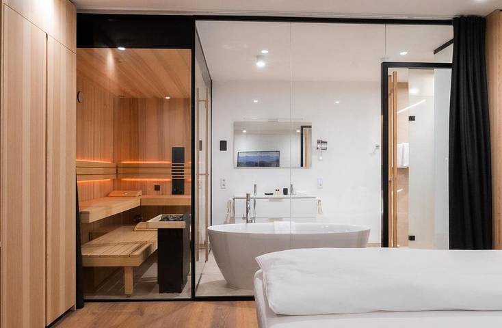 Apartmenthotel für 4 Personen, mit Ausblick und Sauna sowie Balkon, mit Haustier in Oberstaufen