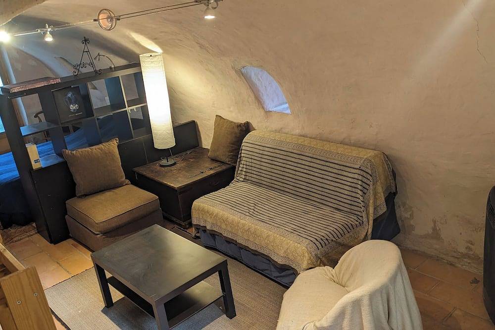 Large, naturally cool vaulted room in a former sheepfold in La Tour-d'Aigues, Parc naturel régional du Luberon