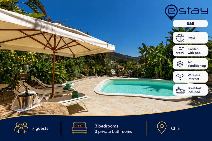 B&b per 7 persone, con Balcone/Terrazza e Giardino nonché Piscina a Domus De Maria