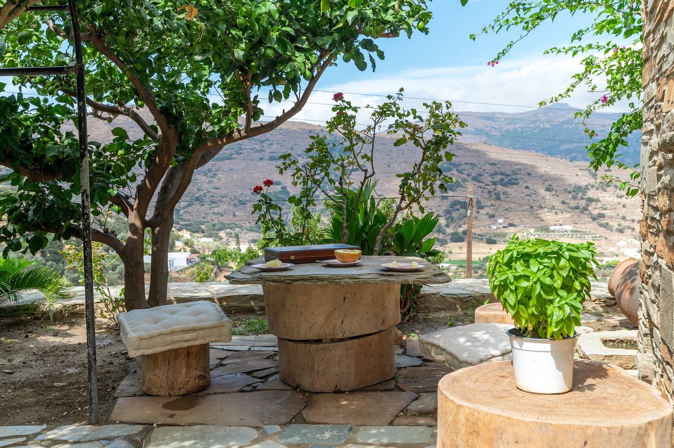 Ganze Wohnung, Ferienwohnung 'Mrs Kalis Cottage' mit Bergblick, Garten und Wlan in Andros