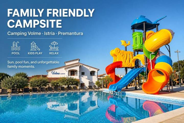 Camping für 5 Personen, mit Garten und Pool sowie Ausblick in Pomer