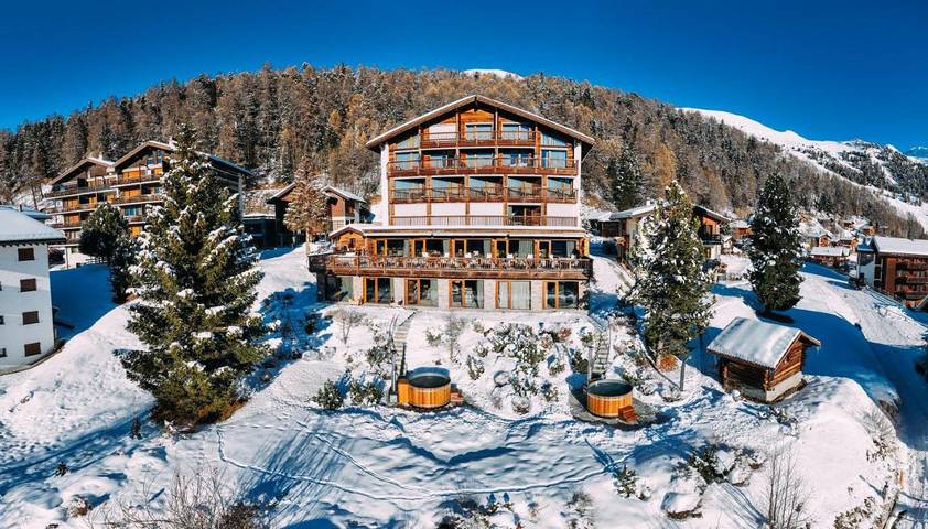 Hôtel pour 6 personnes, avec vue ainsi que sauna et jardin, animaux acceptés dans Chandolin