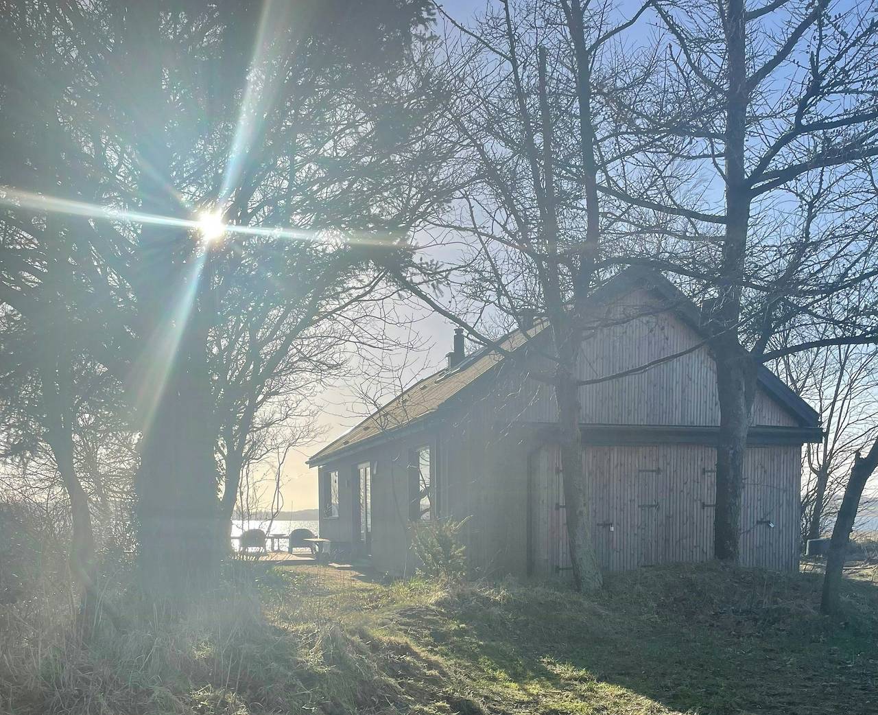 Modern wooden house near Halkær bredning in Limfjord in Nordjütland