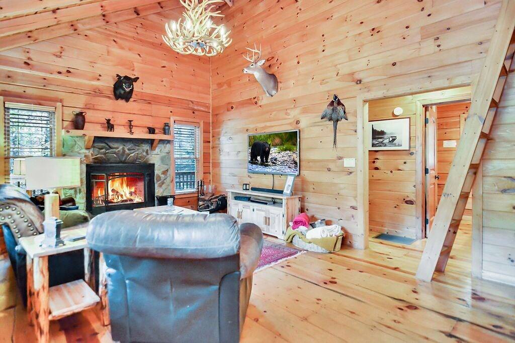 Cozy Lakefront Cabin Hot Tub & Fireplace + Covered Deck Romantic - Pet Friendly in Cherry Log, Chattahoochee National Forest