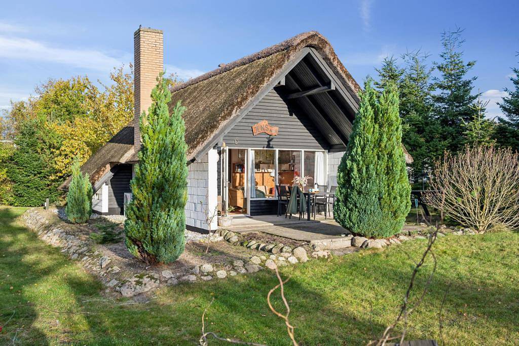 Authentisches Ferienhaus mit Reetdach und eingezäuntem Grundstück bei Ebeltoft in Øerne, Ebeltoft
